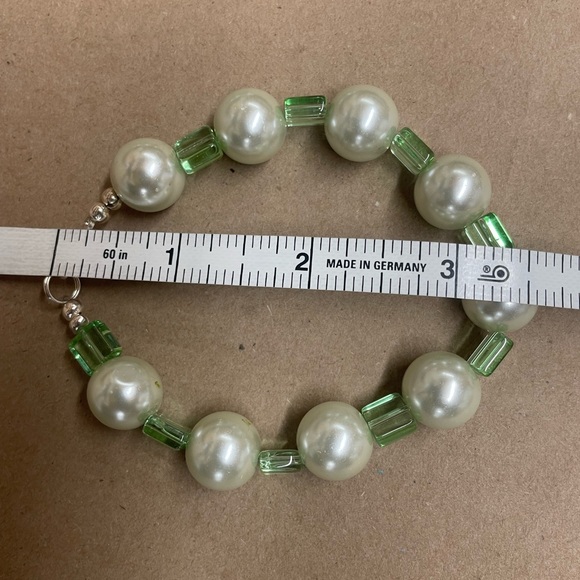 Green Glass Pearl Beaded Necklace Set, Green Jewelry, Prom Necklace Set. - Picture 8 of 16